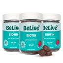 BeLive Biotin Gummies - Haut, Nägel & Haar Vitamine mit A, C, D, E, B12, Zink, Folat & Inositol, Biotin Supplement für Anti-Aging, Energie & Kollagen Boost, Multivitamin Gummies - Erdbeeren | 3-Pack