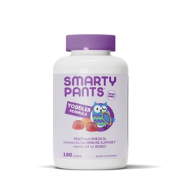 SmartyPants Kleinkind Multivitamin Gummis: Omega 3 Fischöl (EPA/DHA), Vitamin D3, C, Vitamin B12, B6, A, K & Zink, Biotin, Beta Carotene, Glutenfrei, Drei Obst Geschmacksrichtungen, 180 Zähler (60 Tage Versorgung)