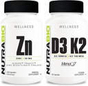 NutraBio Zink Chelat und Vitamin D3 K2 Mineral Supplement Bundle – Kann helfen mit richtigem Wachstum, Entwicklung, Immunsystem und Knochen und Herzgesundheit