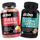 DR. BO Fiber Gummies Colon Cleanse & Ginger - Tasty Gummy Prebiotic Fiber Supplement - Bowel Movement Support für Gut & Stomach Cleansing