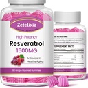 Zuckerfreie Resveratrol Gummie - hohe Reinheit Resveratrol Ergänzung für Antioxidans, Gesunde Alterung, Haut, Gehirn, Organisch - 120 Gummies