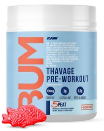 RAW Pre Workout Powder, Thavage (5 Peat, Red Gummy) - Chris Bumstead Sports Nutrition Supplement for Men & Women - Cbum Pre Workout für Arbeiten, Hydration, Mental Focus & Energy - 40 Servietten