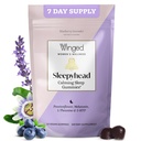 Winged Wellness Sleepyhead Natural Sleep Gummies für Frauen - Sleep Support Aid für Erwachsene mit 3 mg Melatonin, L-Theanin, 5-HTP - Natural Gummy Supplement - Blueberry Lavender, 14 Vegan Gummies