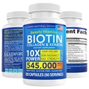 Biotin und Kollagen Vitamine + Keratin mit Folat - Haarausfall Behandlungen für Frauen & Männer - Follikel, Haut und Nagel Ergänzungen für Haarwachstum & Postpartum Unterstützung - GMO Free & Gluten Free (120 Caps)