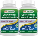 Best Naturals, Glucosamine Chondroitin MSM Ergänzungen, 2600 mg pro Portion, 90 Kapseln (90 Count (Pack von 2))