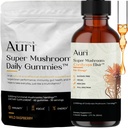 Auri Energy & Immun Boost Pack Super Mushroom Daily Gummis Cordyceps Elixir Bundle - Tägliche Wellness für Fokus, Stamina und Langlebigkeit - 60 Gummi + 60ml Tinktur