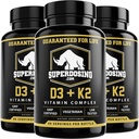 Bester Wert, Max Strength 10.000 iu Vitamin D3 und 1500 mcg Vitamin K2 ergänzt 3 Flaschenpackung. D3K2 Vitamine und Nahrungsergänzungsmittel für die Gesundheit. D3-K2 MK4 Kapseln, bestes K2D3 Vitamin für Immunsystem