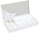 PORT X POLISH Designer Weekly Pill Box Organizer (AM/PM 2X Daily, Crisp White) | Compact, Stylish 7-Day Vitamin Supplement Case | Cut Portable Mini Travel Medicine Carrier | BPA-Free Pillbox Caddy