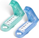 DUBSTAR 2PCS Pille Cutter Splitter für kleine und winzige Pillen, mehrere Pillenschneider für kleine oder große Pillen, verstellbare Pille Splitter mit Zentriervorrichtung und Klingenschutz (Blue+Cyan)