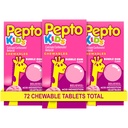 Pepto Kid's Kautabletten für Sodbrennen, Säureindigestion, Sour Stomach und Upset Stomach, Bubblegum Flavor, 72 Gesamt (3 Packs von 24)