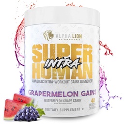 ALPHA LION Superhuman Intra Workout Pulver für Männer & Frauen, Aminosäuren Getränk, Muskel-Recovery-Ergänzung, BCAA Pulver, Elektrolyte & Hydration Mix (42 Servierungen, Wassermelone Grape Candy Flavor)