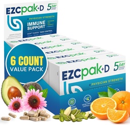 EZC Pak 5-Tage Immunsystem Booster mit Echinacea, Vitamin C, Zink & Vitamin D - Tapered Immun Support Supplement für Erwachsene - Unterstützt Immunität, Easy Travel-Size Supplement Pack - (Pack von 6)