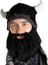 Bartkopf Viking Looter - Original Handgefertigter Strickhelm und abnehmbarer schwarzer Bart
