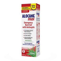 Alocane Max Emergency Burn Gel, 4% Lidocaine Hydrochlorid, .13% Benzalkonium Chloride, maximale Festigkeitsentlastung, Itch Relief, Für Sonnenbrand, Küche, Strahlung, Chemikalien, First-Degree Burns, 4 Fl Oz