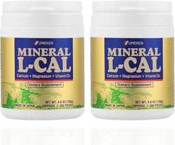 Mineral L-Cal Kalzium mit Vitamin D3, 4 Monate Versorgung, Wasser lösliche Kugel Format mit Magnesium & Minerals, schnell absorbierendes Calcium Magnesium D3 Supplement, 1.300 Kugeln pro Flasche, 130g jedes, Packung von 2