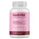 BESTVITE Vegan Vitamin D3 5000 IU + Vitamin K2 100 mcg als MK-7 (120 vegetarische Kapseln) - No Stearates - Vegan - Non GMO - Glutenfrei