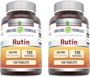 Erstaunliche Formeln Rutin Ergänzung | 500 Mg | Tabletten | Non-GMO | Gluten Free | Made in USA (2 Pack | 100 Count)