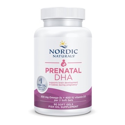 Nordic Naturals Prenatal DHA, Unflavored - 90 Soft Gels - 830 mg Omega-3 + 400 IU Vitamin D3 - Unterstützt Gehirnentwicklung in Babys während Schwangerschaft & Lactation - Non-GMO - 45 Servierungen
