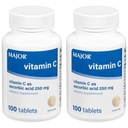 MAJOR Vitamin-C 250 mg Ascorbinsäure Tabletten, 100 CT - Packung von 2