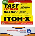 Itch-x Itch Relief Gel 1.25 oz + Hydrocortison Cream 1 oz Fast Relief für Rashes, Minor Burns, Insektenstiche, Gift Ivy, Eiche, Sumac.
