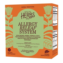 Herbs Etc. Allergy ReLeaf System - Seasonal Discomfort Supplement - Bietet Unterstützung für Niesen und juckende Augen - Unterstützt Sinus Funktion - 60 Softgels, 60 Tabletten (60 Servietten)