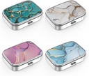 Pille Box 2 Kompartment Medizin Pille Fall,Portable für Tasche oder Geldbörse Pille Box Dekorative Metall Medizin Vitamin Organizer Einzigartiges Geschenk(4PCS)