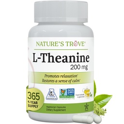Nature's Trove L-Theanin 200mg Super Value Size - 365 Vegetarische Kapseln