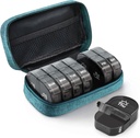 AUVON Canvas Bag Travel Pill Organizer 2 Mal am Tag, Große AM/PM Wöchentliche Pille Box 7 Tage Pille Fall mit tragbaren Cyan Zipper Cloth Tasche für die Haltung von Nahrungsergänzungen, Vitamine und Fischöle