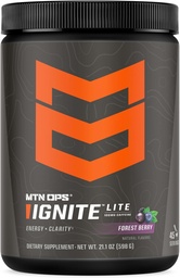 MTN OPS Ignite Lite Energy Drink Powder Gluten Kostenlose Nitric Oxid Ergänzung Getränke Mix, L Arginin, L Citrulline, Koffein & Nootropic Zucker Free Drink Mix, 45 Servierungen, Waldbeere