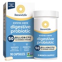Renew Life Extra Care Probiotische Kapseln, 50 Milliarden CFU Garantiert, Tägliche Nahrungsergänzung unterstützt Immune, Digestive, Respiratory Health(1), L. Rhamnosus GG, Milchprodukte, Soja und Glutenfrei, 90 Count