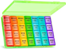 XL Large Weekly Pill Organizer 4 Mal am Tag, 7-Tag Pillen Boxen und Organizer AM PM, Big Compartments Pill Case, Monatliche Medikamente Organizer 28 Tage Spender für Fischöle
