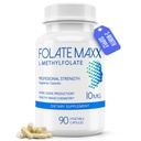 FolateMaxx L-Methylfolat 10mg, 90 Kapseln – Doctor Formulated Methyl Folate Supplement for Women & Men – High Potency 5-MTHF for Energy, Mood & Focus – Non-GMO, Gluten-Free (3-Month Supply)