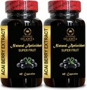 ACAI Berry Extract - Organische Nahrungsergänzung Acai Berry Powder, Superfood, Tägliche Energieunterstützung, Acai für allgemeine Wellness - 2 Flaschen 120 Kapseln