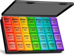 XL Large Weekly Pill Organizer 4 Mal am Tag, 7-Tag Pillen Boxen und Organizer AM PM, Big Compartments Pill Case, Monatliche Medikamente Organizer 28 Tage Spender für Fischöle