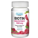 YUM-V Biotin Gummies - High Potency Biotin Vitamine 5.000 mcg - Natural Raspberry Flavor Haar Vitamine - Koschere Haarhaut und Nails Gummies (100 Count)