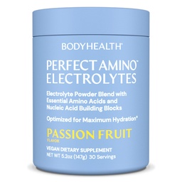 BodyHealth PerfectAmino Elektrolyte Pulver Kein Zucker, Hydration Fasten Keto Zero Zucker Elektrolyte Getränk Mischung mit Trace Minerals - Passionsfrucht - 30 Servierungen