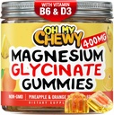 Center-Filled Magnesium Glycinate Gummis 400MG - Hohe Absorption für Kinder, Jugendliche & Erwachsene - Zuschlag für Schlaf, Beruhigung und Muskelentspannung mit B6 & D3 - Glutenfrei & Vegan freundlich - 120 Zähler