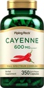 Piping Rock Cayenne Pfeffer Kapseln | 600mg | 350 Count | Konzentrate Extrakt Ergänzung | Non-GMO, Glutenfrei