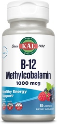 KAL Vitamin B-12 Methylcobalamin Lozenges 1000mcg, Gesunde Energie, Stoffwechsel, Nerve & Red Blood Cell Support,* Optimale Absorption, Natürliche Berry Flavor, Vegan, Zuckerfrei, 60 Portionen, 60 Lozenges