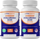 Vitamatic 2 Pack Hyaluronsäure-Ergänzungen 200mg - Unterstützt gesundes Bindegewebe und Gelenke - Förderung jugendlicher gesünder Haut - Insgesamt 240 Kapseln