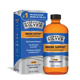 Sovereign Silver Bio-Active Silver Hydrosol für Immununterstützung - Kolloidale Silberflüssigkeit -10 ppm, 16oz (473mL) - Wertgröße
