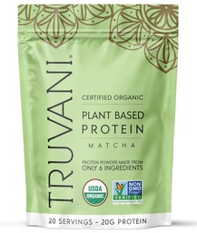 Truvani Vegan Pea Protein Pulver | Matcha | 20g Bio-Pflanzen basiertes Protein | 20 Servierungen | Keto | Gluten & Dairy Free | Low Carb | Kein Zucker hinzugefügt