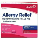 Leader Antihistamin Allergy Relief Diphenhydramin HCl, 25mg Mini Tablets, 24 Zähler
