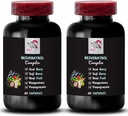 Berry Benefits - RESVERATROL Complex - Natürliche Inhaltsstoffe, Tägliche Unterstützung, Antioxidant Shield, Hydration Balance, Ernährungsunterstützung, Flavorful Energy, Acai Berry Strength 2 Flaschen 120 Kapseln