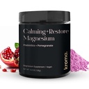 Kroma Calming + wiederherstellen Magnesium Pulver – Magnesium Citrat mit L-Theanin für Entspannung, Schlafzyklus & Verdauungsunterstützung – Muskel-Recovery Supplement – Granatapfel – 4.4 Unze, 30 Portionen