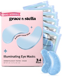 Grace & stella Award Winning Under Eye Mask Reduce Dark Circles, Puffy Eyes, Undereye Bags, Falten, Gel Under Eye Patches, Geburtstagsgeschenke für Damen - Vegan Cruelty-Free Self Care (24 Paare, Blau)