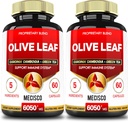 5in1 Olivenblatt Extrakt für 4 Monate 6050mg mit Garcinia Cambogia, Grüner Tee, Grüner Kaffee & Schwarzer Pfeffer - Herz-Kreislauf-Gesundheit, Wohlbefinden & Immununterstützung - 2 Packungen 60 Kapseln