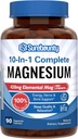 Magnesium Complex, 10-in-1 Formel, 420mg Elemental Mag Per Serving, Magnesium Glycinat, Malat, Citrat, hohe Absorption, Knochen & Entspannung, 90 Caps