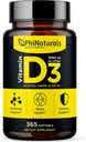PhiNaturals Vitamin D3 1000iu Softgels Ergänzung Olivenöl Base 365 Gel Caps ein Jahr Versorgung von VIT D, Vitamina D 3 1000 iu