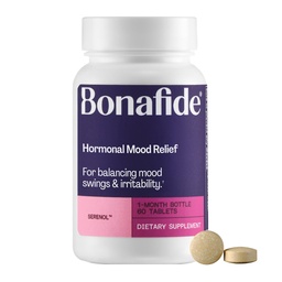 Serenol von Bonafide. Relief von Hormonal Mood Swings, Irritability, & PMS Bloating. — 1-Monats-Versorgung (60 Tabletten)
